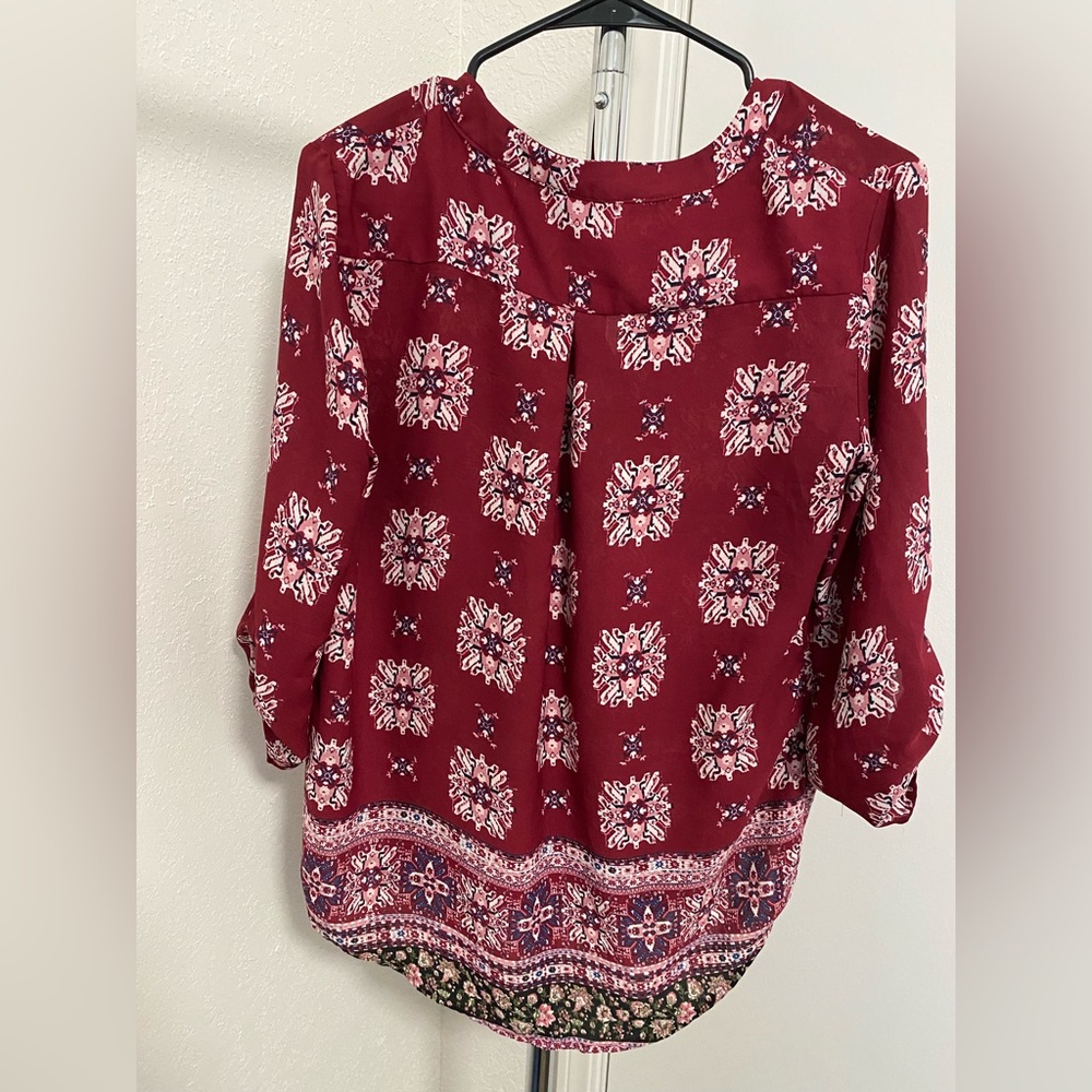 Re posting, Preloved great condition pink republic blouse, lightweight, high low